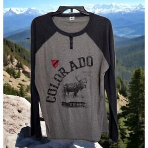 New Agenda By Perrin Colorado Wild Moose Shirt XL 2-Tone Gray Long Sleeve